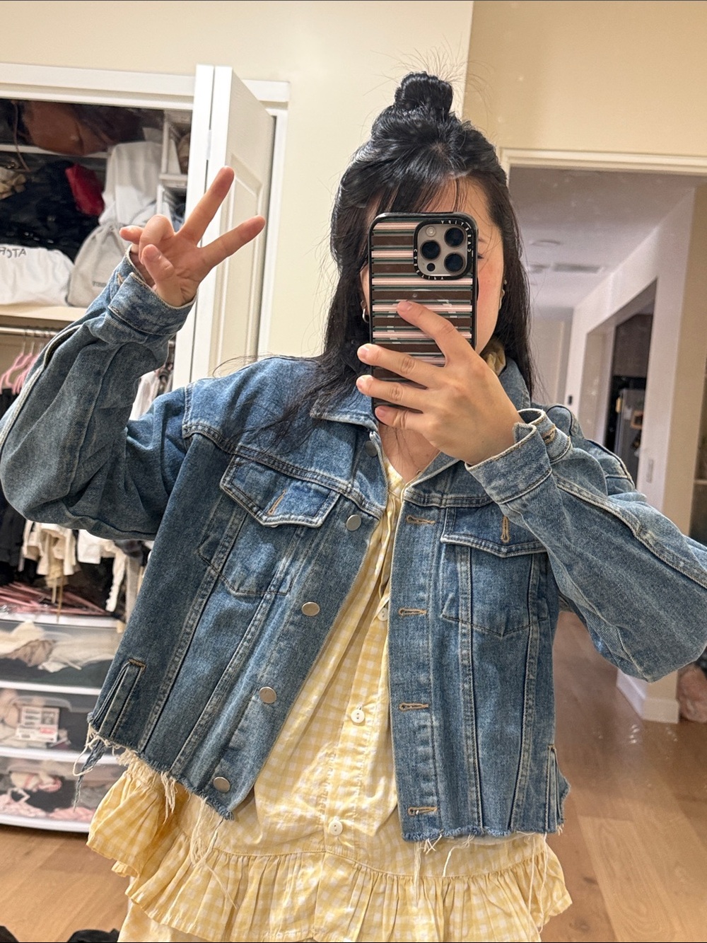 Oak + fort cropped denim jacket